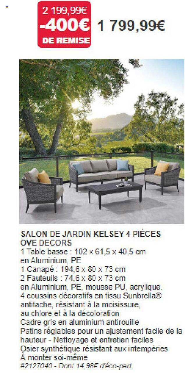 salon de jardin kelsey 4 pièces ove decors
