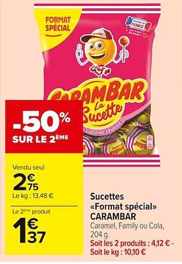 Sucettes «format Spécial» Carambar