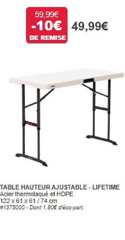 table hauteur ajustable - lifetime