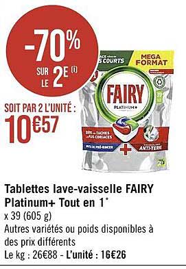 tablettes lave-vaisselle fairy platinum+ tout en 1