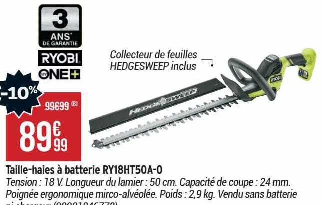 taille-haies à batterie ry18ht50a-0 ryobi
