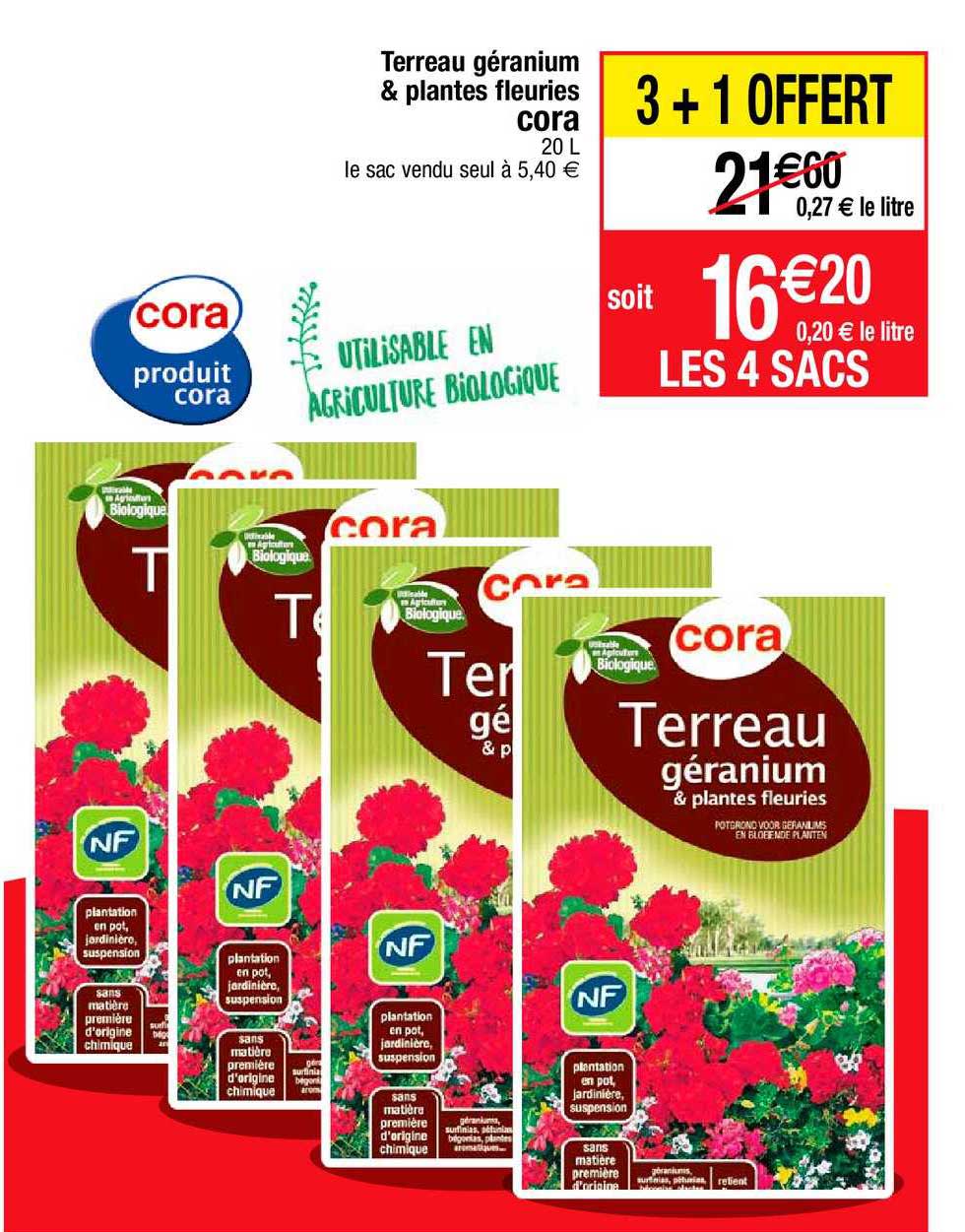 terreau géranium & plantes fleuries cora