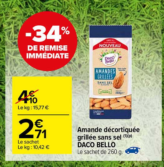 amande décortiquée grillée sans sel daco bello