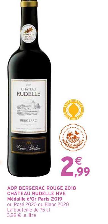 aop bergerac rouge 2018 château rudelle hve