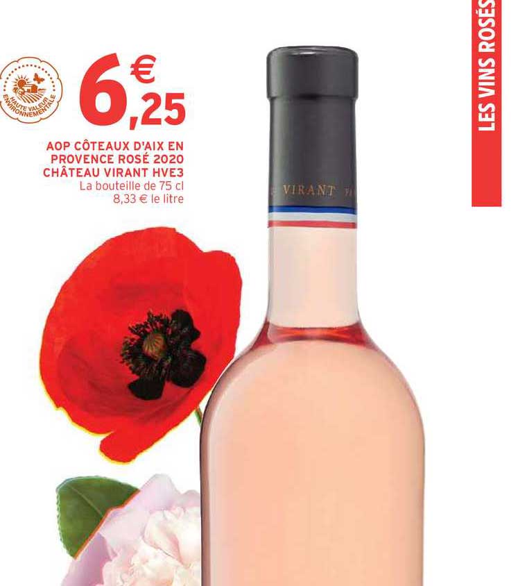 aop côteaux d'aix en provence rosé 2020 château virant hve3