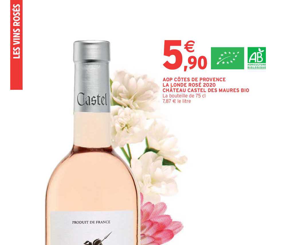 aop côtes de provence la londe rosé 2020 château castel des maures bio