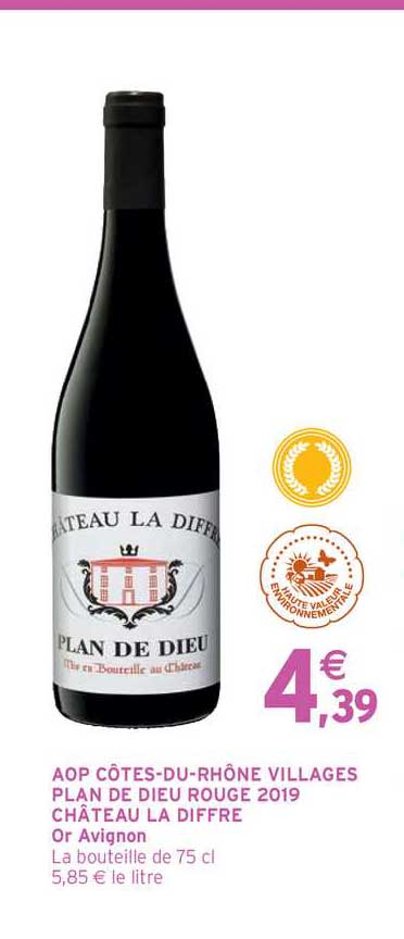 aop côtes-du-rhône villages plan de dieu rouge 2019 château la diffre