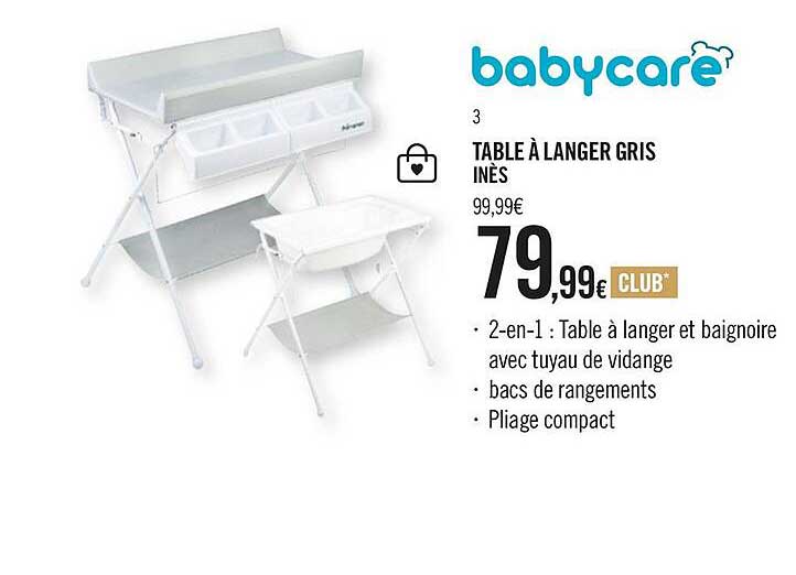 babycare table a langer gris ines