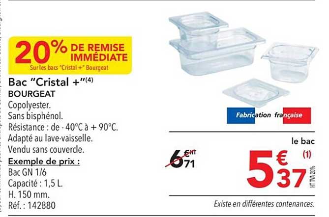 Bac "cristal+" Bourgeat