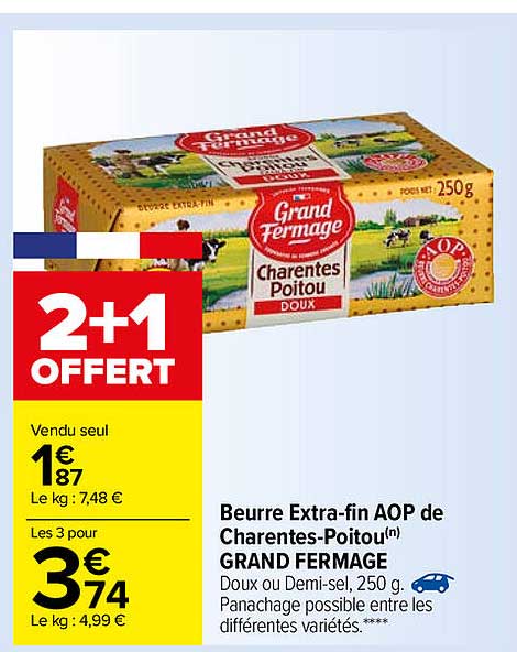 beurre extra-fin aop de charentes-poitou grand fermage