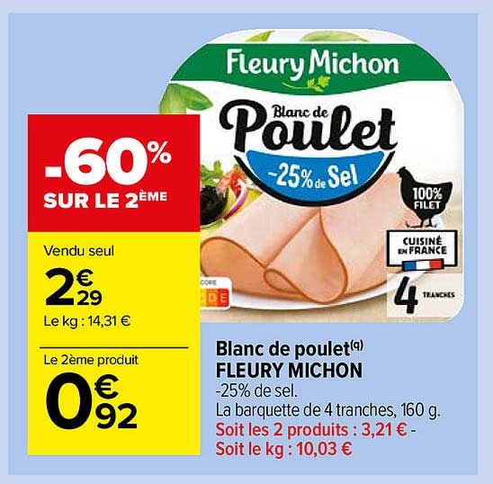 blanc de poulet fleury michon