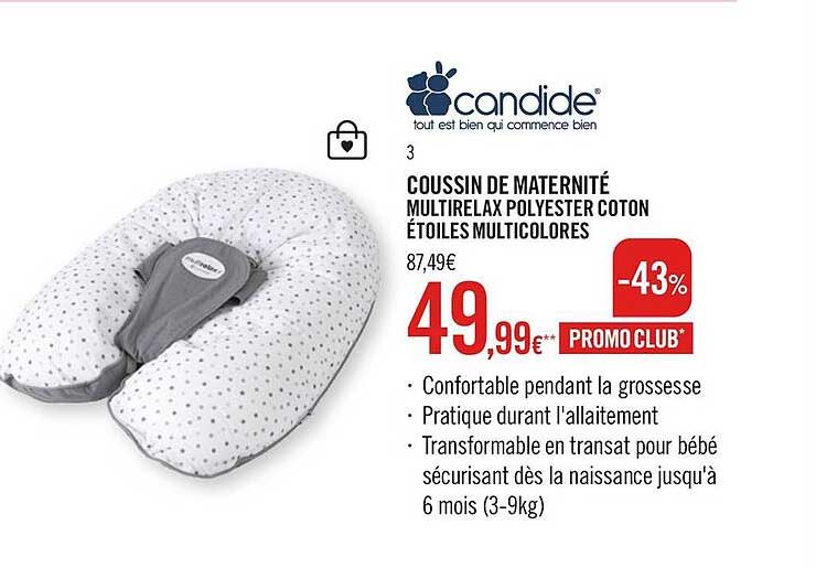 candide coussin de maternite multirelax polyester coton etoiles multicolores