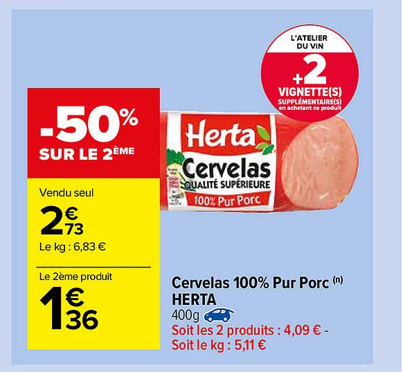 Cervelas 100% Pur Porc Herta