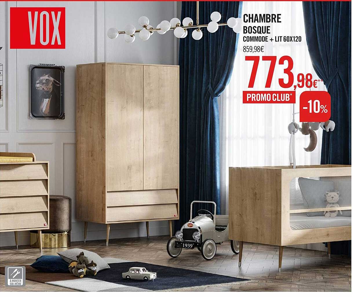 chambre bosque commode + lit 60x120