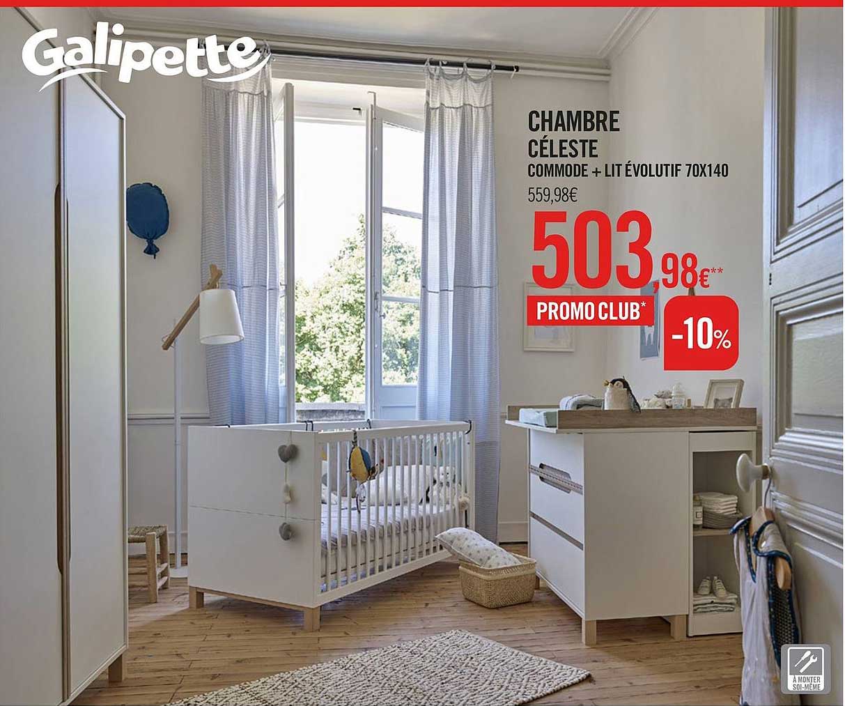 chambre celeste commode + lit evolutif
