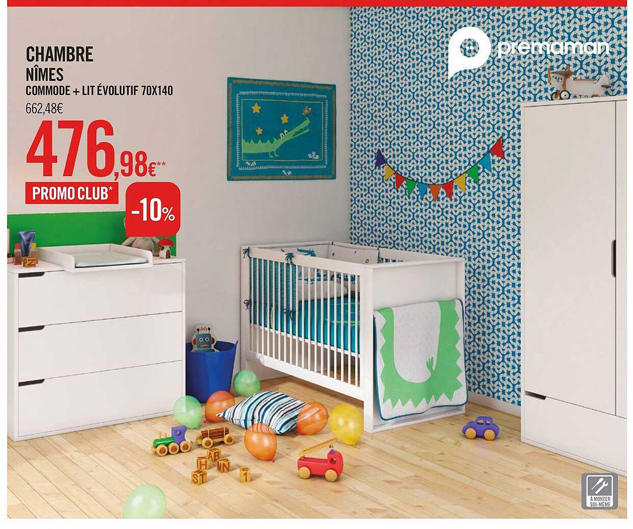 chambre nimes commode + lit evolutif 70x140