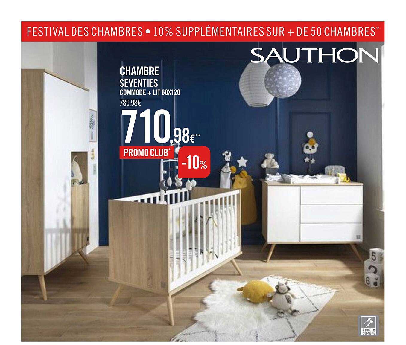 chambre seventies commode + lit 60x120