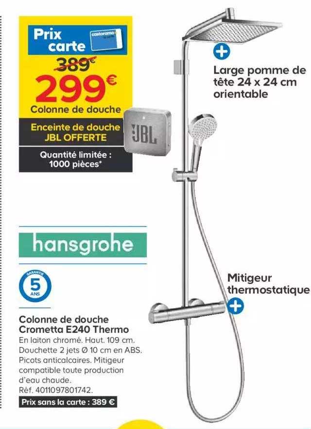 colonne de douche crometta e240 thermo hansgrohe
