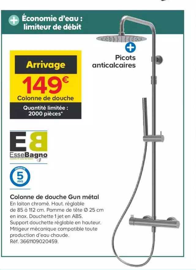 colonne de douche gun métal