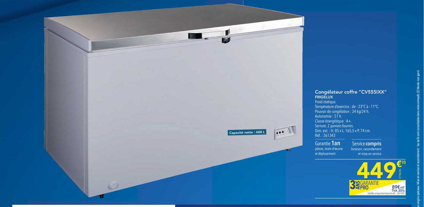 Congélateur Coffre "cv555ixx" Frigelux