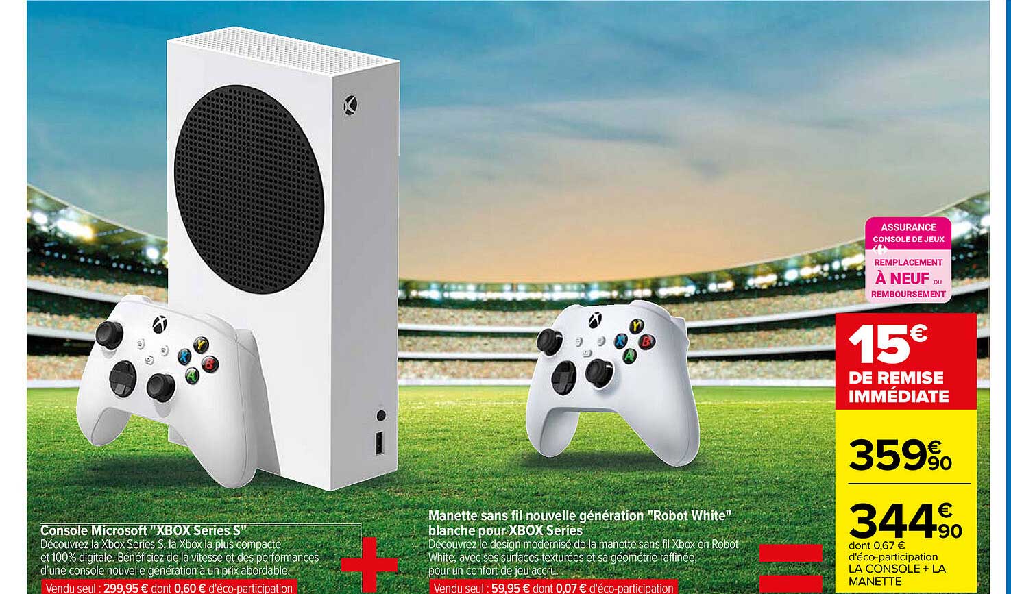 console microsoft "xbox series s" + manette sans fil nouvelle generation "robot white" blanche pour xbox series