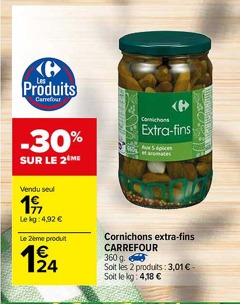 cornichons extra-fins Carrefour