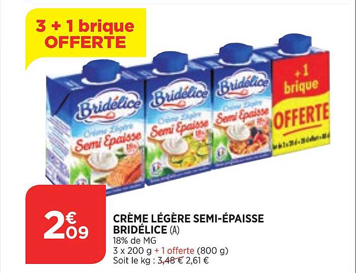 crème légère semi-épaisse bridélice