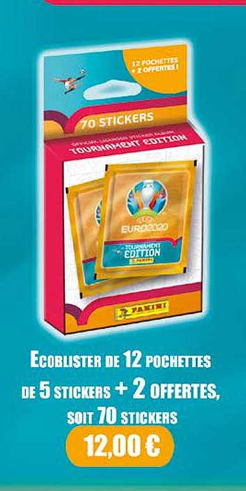 ecoblister de 12 pochettes de 5 stickers + 2 offertes soit 70 stickers