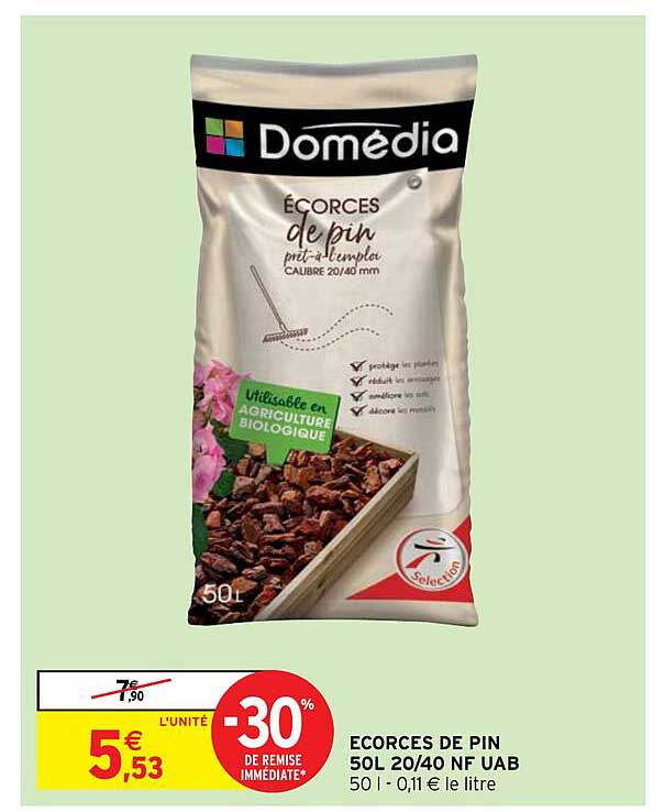 écorces de pin  50 l 20-40 nf uab