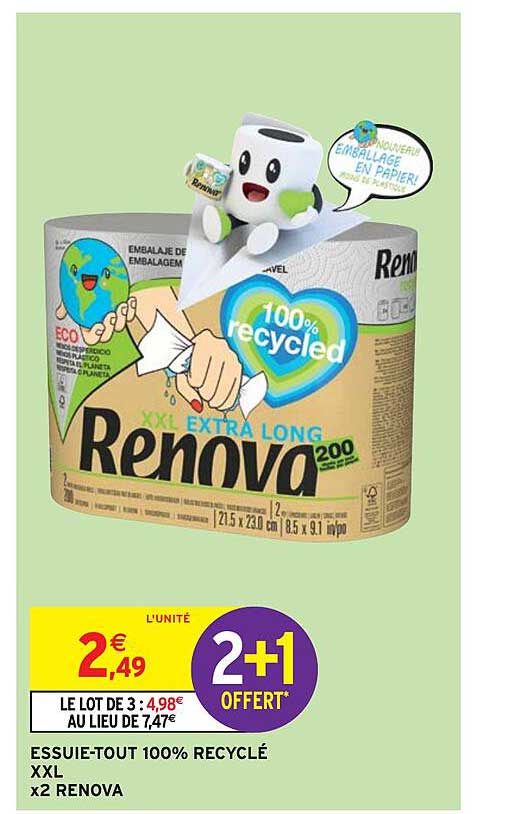 essuie-tout 100% recyclé xxl x2 renova