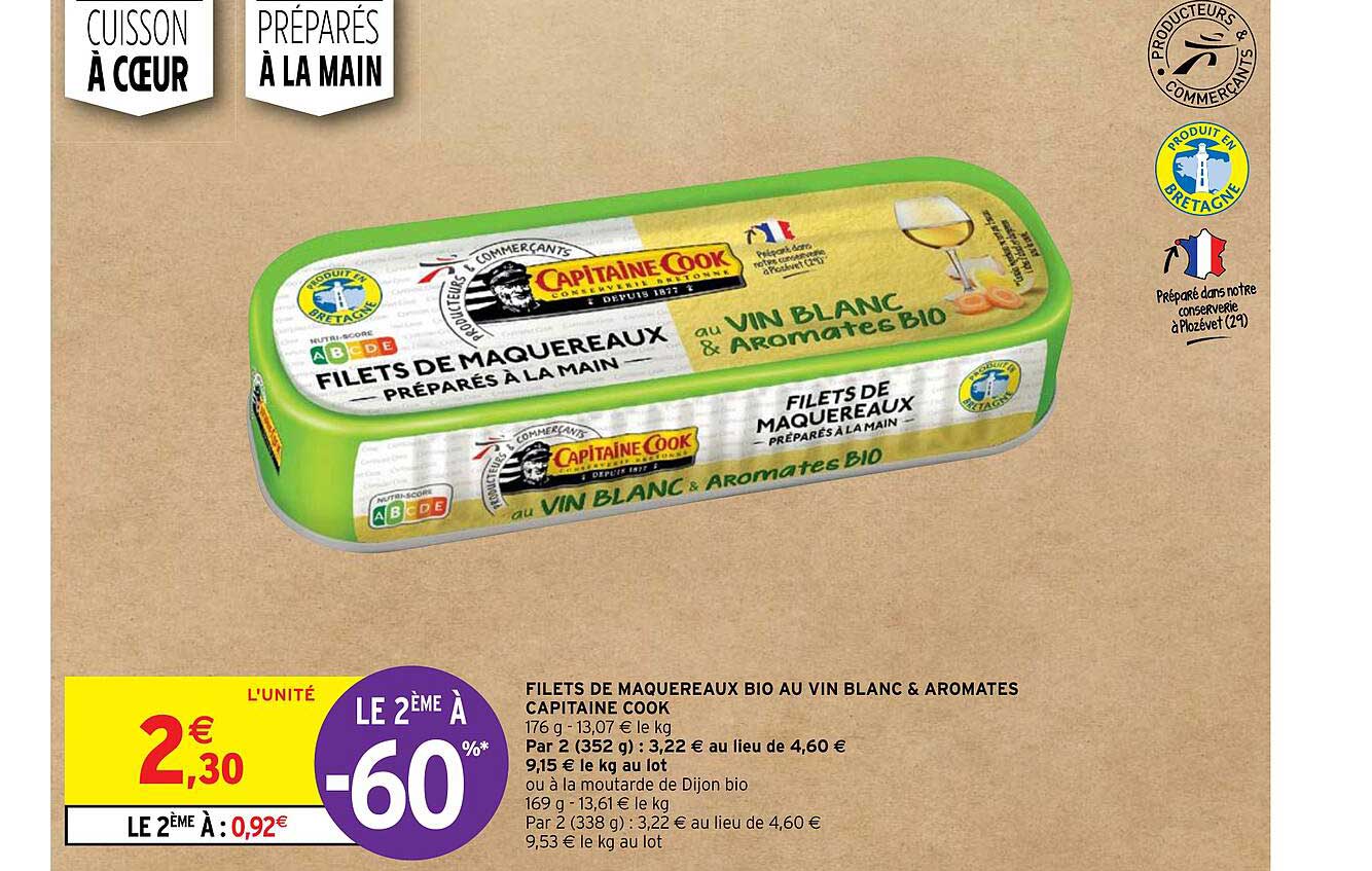 filets de maquereaux bio au vin blanc & aromates capitaine cook