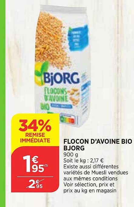 flocon d'avoine bio bjorg