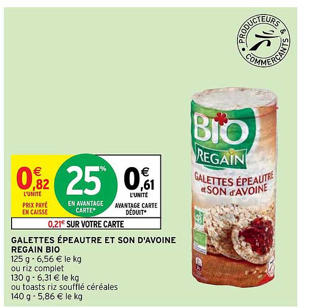 galettes épeautre et son d'avoine regain bio