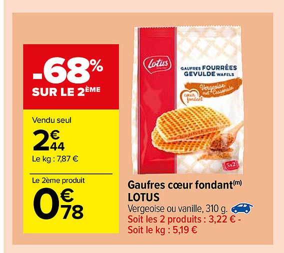 Gaufres Cœur Fondant Lotus