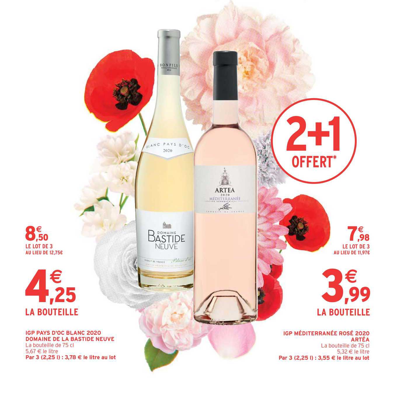 igp pays d'oc blanc 2020 domaine de la bastide neuve, igp méditerranée rosé 2020 artéa