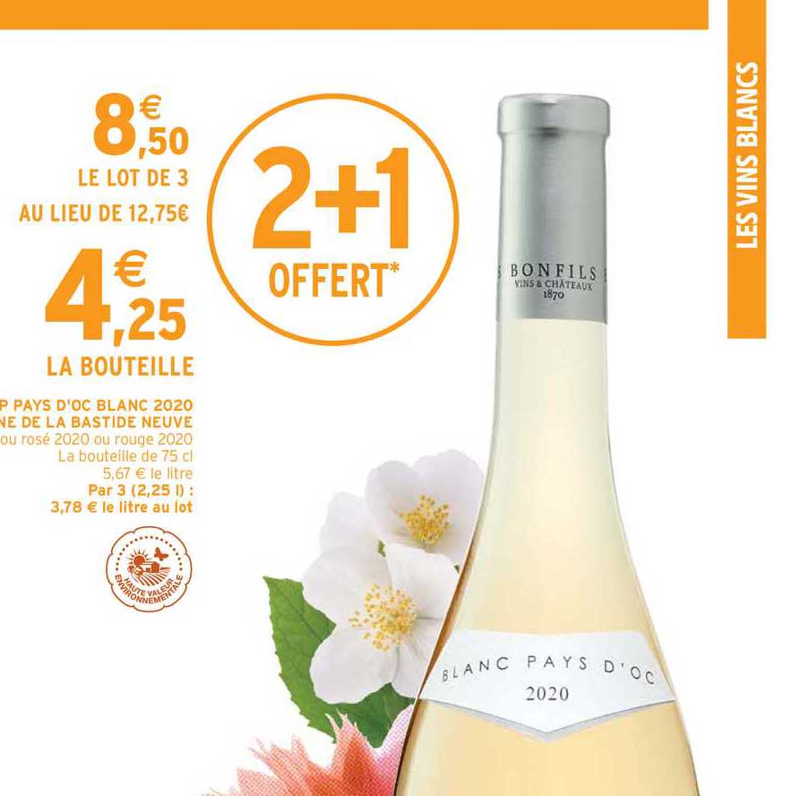 igp pays d'oc blanc 2020 domaine de la bastide neuve