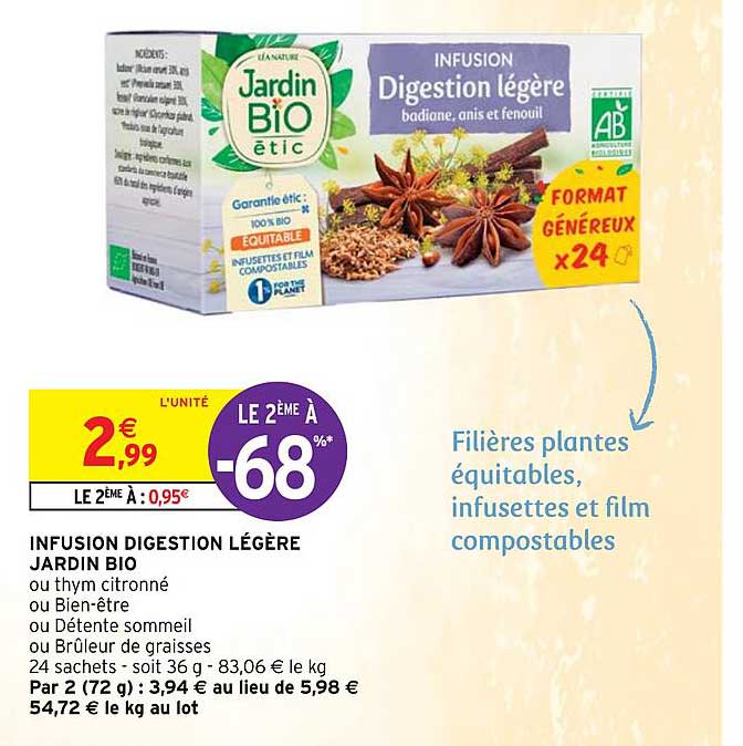 infusion digestion légère jardin bio