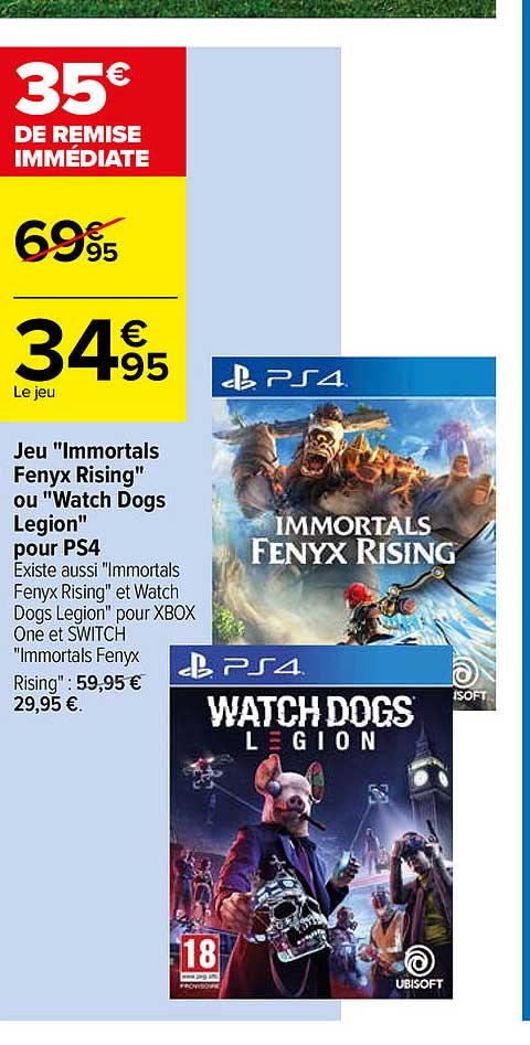jeu "immortals fenyx rising" ou "watch dogs legion" pour ps4