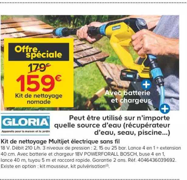 kit de nettoyage multijet électrique sans fil gloria