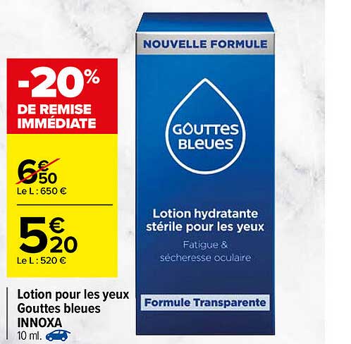 lotion pour les yeux gouttes bleues innoxa