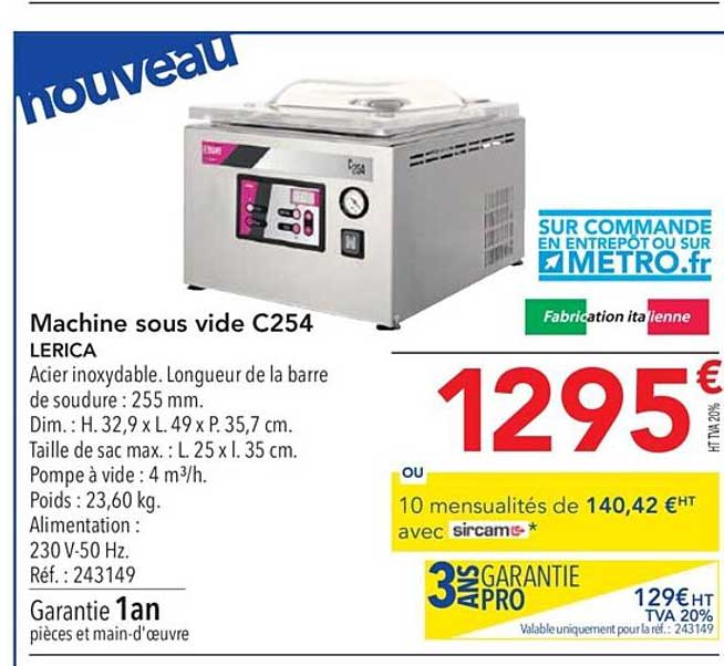 machine sous vide c254 lerica
