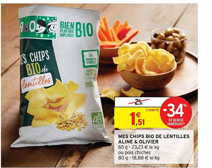 mes chips bio de lentilles aline & olivier