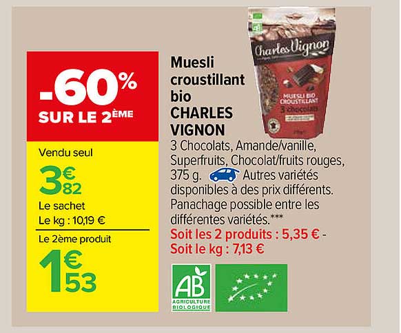 muesli croustillant bio charles vignon