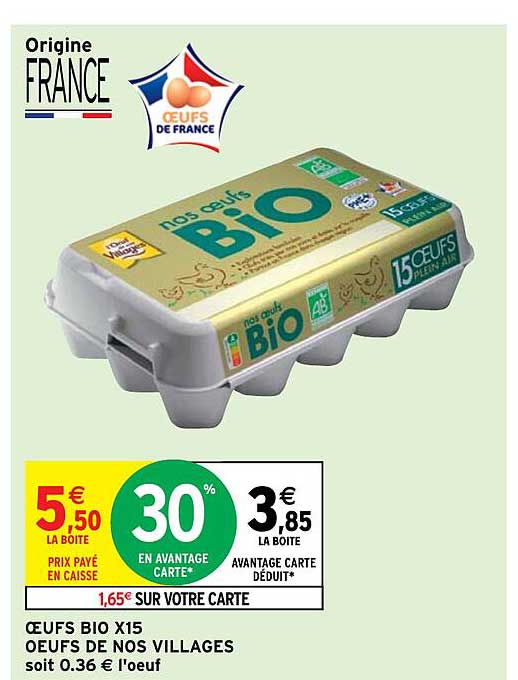 oeufs bio x15 oeufs de nos villages