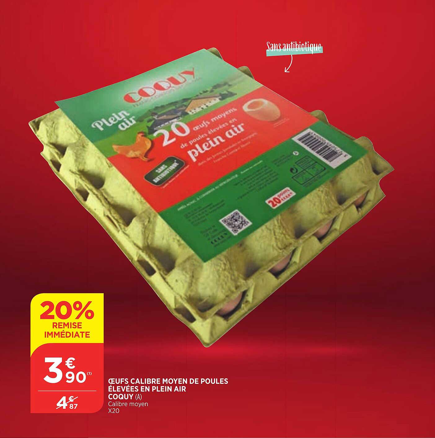 oeufs calibre moyen de poules élevées en plein air coquy