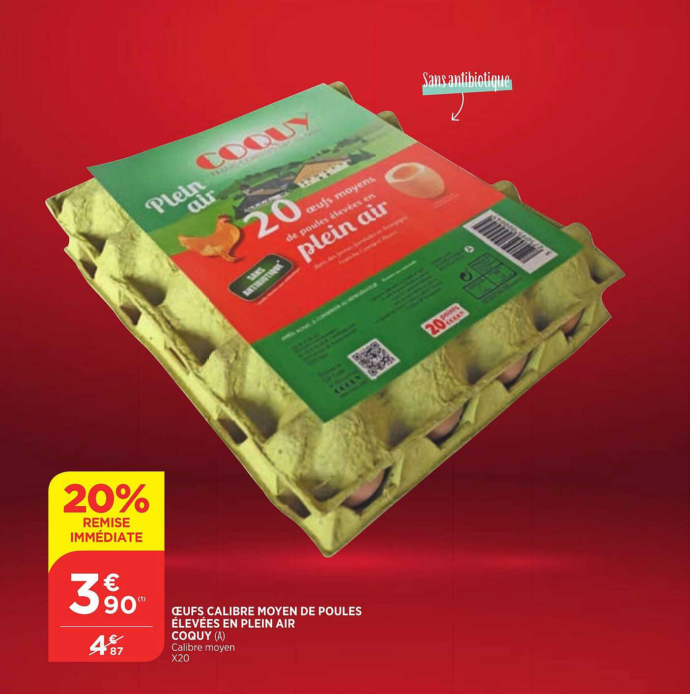 oeufs calibre moyen de poules élevées en plein air coquy