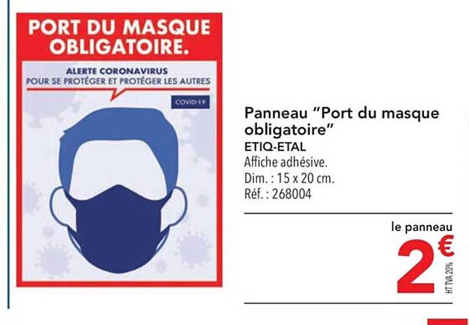 panneau "port du masque obligatoire" etiq-etal