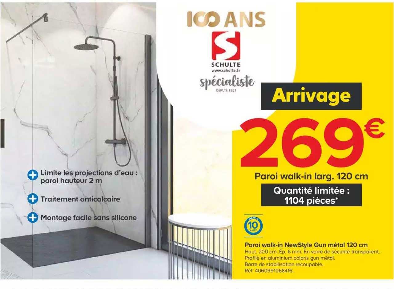 paroi walk-in newstyle gun métal 120 cm