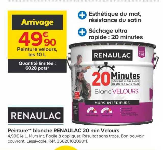 peinture blanche renaulac 20 min velours