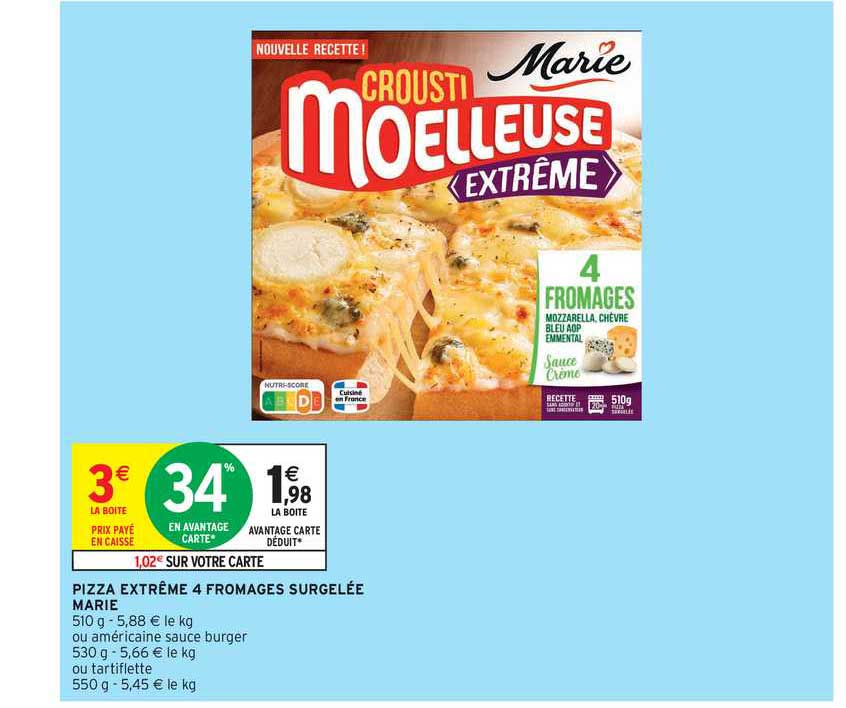 Pizza Extrême 4 Fromages Surgelée Marie